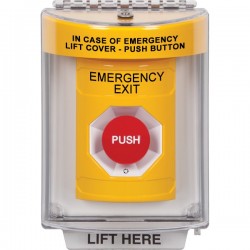 SS2241EX-EN STI Yellow Indoor/Outdoor Flush w/ Horn Turn-to-Reset Stopper Station with EMERGENCY EXIT Label English