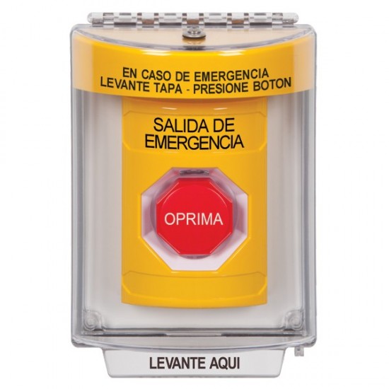 SS2242EX-ES STI Yellow Indoor/Outdoor Flush w/ Horn Key-to-Reset (Illuminated) Stopper Station with EMERGENCY EXIT Label Spanish