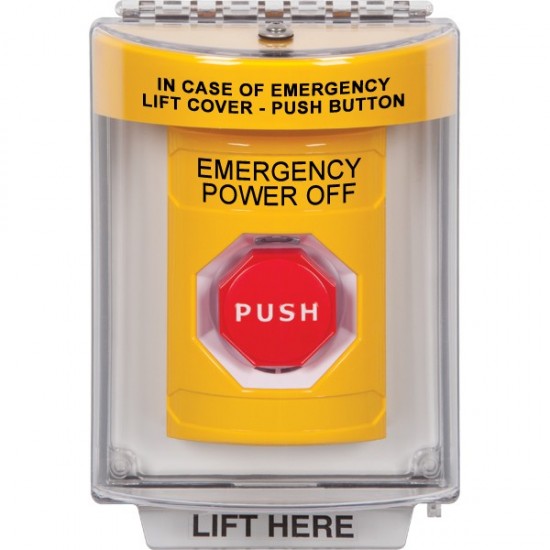 SS2242PO-EN STI Yellow Indoor/Outdoor Flush w/ Horn Key-to-Reset Stopper Station w/ EMERGENCY POWER OFF Label