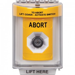 SS2243AB-EN STI Yellow Indoor/Outdoor Flush w/ Horn Key-to-Activate Stopper Station with ABORT Label English