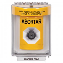 SS2243AB-ES STI Yellow Indoor/Outdoor Flush w/ Horn Key-to-Activate Stopper Station with ABORT Label Spanish