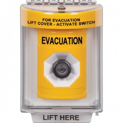 SS2243EV-EN STI Yellow Indoor/Outdoor Flush w/ Horn Key-to-Activate Stopper Station with EVACUATION Label English