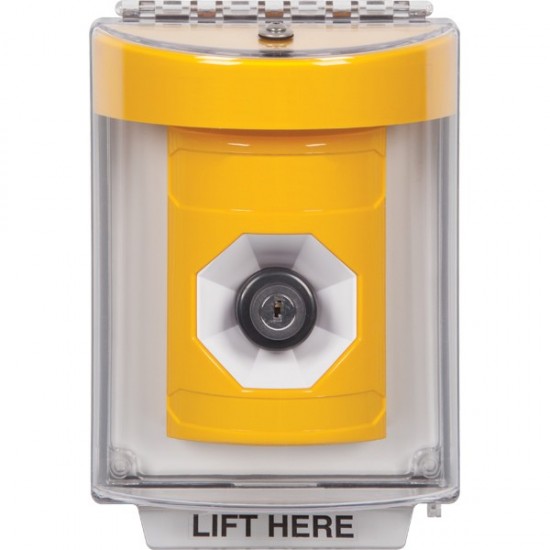 SS2243NT-ES STI Yellow Indoor/Outdoor Flush w/ Horn Key-to-Activate Stopper Station with No Text Label Spanish
