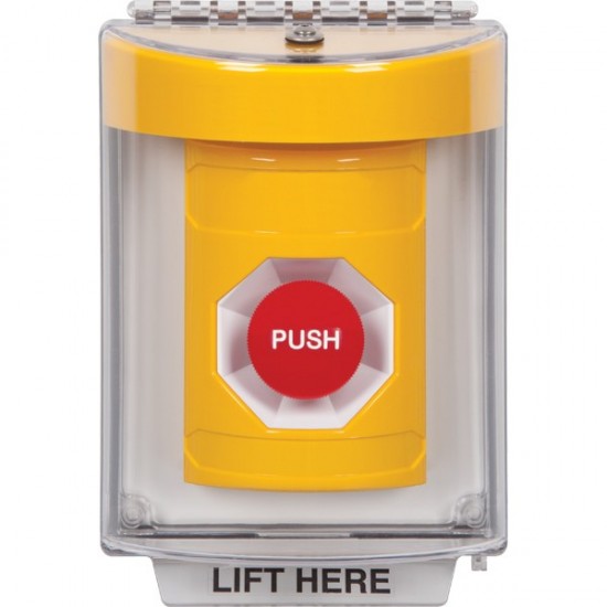 SS2244NT-EN STI Yellow Indoor/Outdoor Flush w/ Horn Momentary Stopper Station with No Text Label English