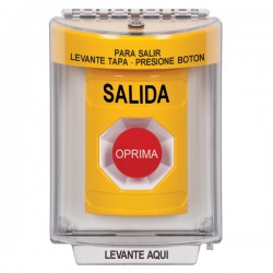 SS2244XT-ES STI Yellow Indoor/Outdoor Flush w/ Horn Momentary Stopper Station with EXIT Label Spanish