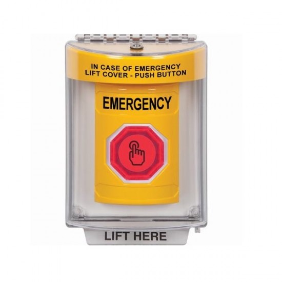 SS2246EM-EN STI Yellow Indoor/Outdoor Flush w/ Horn Momentary (Illuminated) Stopper Station w/ EMERGENCY Label SS2246EM-EN STI Yellow Indoor/Outdoor Flush w/ Horn Momentary (Illuminated) Stopper Station w/ EMERGENCY Label