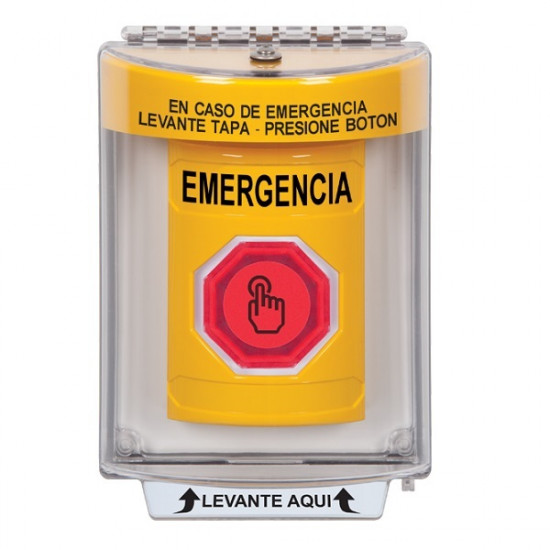SS2246EM-ES STI Yellow Indoor/Outdoor Flush w/ Horn Momentary (Illuminated) Stopper Station w/ EMERGENCY Spanish