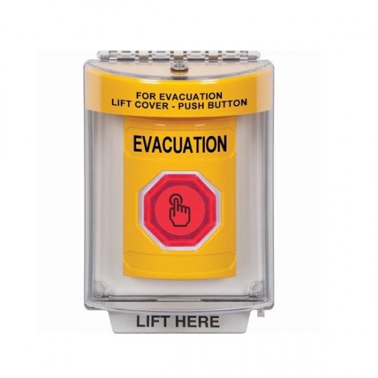 SS2246EV-EN STI Yellow Indoor/Outdoor Flush w/ Horn Momentary (Illuminated) Stopper Station w/ EVACUATION Label