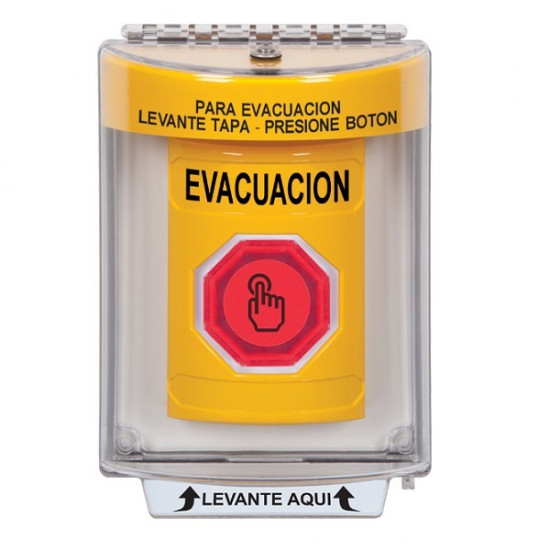 SS2246EV-ES STI Yellow Indoor/Outdoor Flush w/ Horn Momentary (Illuminated) Stopper Station w/ EVACUATION Spanish