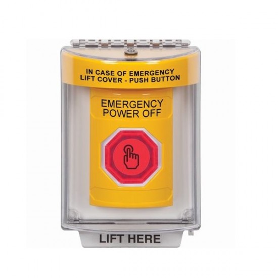 SS2246PO-EN STI Yellow Indoor/Outdoor Flush w/ Horn Momentary (Illuminated) Stopper Station w/ EMERGENCY POWER OFF Label