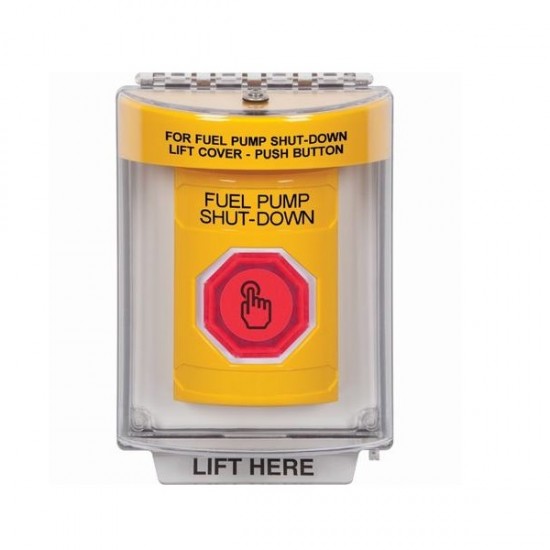 SS2246PS-EN STI Yellow Indoor/Outdoor Flush w/ Horn Momentary (Illuminated) Stopper Station w/ FUEL PUMP SHUT DOWN Label