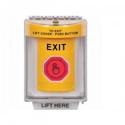 SS2246XT-EN STI Yellow Indoor/Outdoor Flush w/ Horn Momentary (Illuminated) Stopper Station w/ EXIT Label