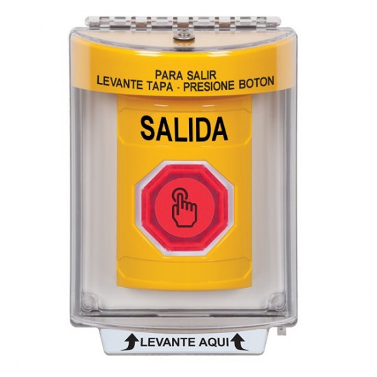 SS2246XT-ES STI Yellow Indoor/Outdoor Flush w/ Horn Momentary (Illuminated) Stopper Station w/ EXIT Spanish