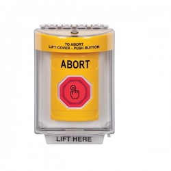 SS2247AB-EN STI Yellow Indoor/Outdoor Flush w/ Horn Weather Resistant Momentary Stopper Station w/ ABORT Label