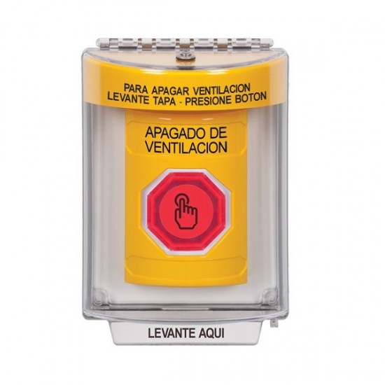 SS2247HV-ES STI Yellow Indoor/Outdoor Flush w/ Horn Weather Resistant Momentary Stopper Station w/ HVAC SHUT DOWN Spanish