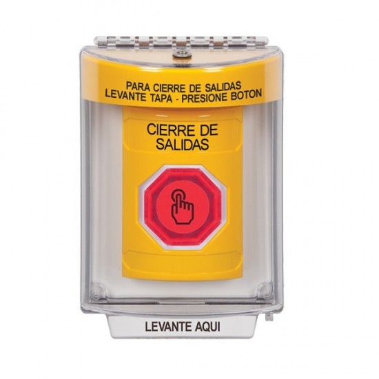 SS2247LD-ES STI Yellow Indoor/Outdoor Flush w/ Horn Weather Resistant Momentary Stopper Station w/ LOCKDOWN Spanish