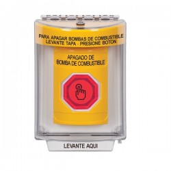 SS2247PS-ES STI Yellow Indoor/Outdoor Flush w/ Horn Weather Resistant Momentary Stopper Station w/ FUEL PUMP SHUT DOWN Spanish