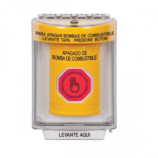 SS2247PS-ES STI Yellow Indoor/Outdoor Flush w/ Horn Weather Resistant Momentary Stopper Station w/ FUEL PUMP SHUT DOWN Spanish
