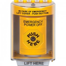 SS2270PO-EN STI Yellow Indoor/Outdoor Surface Key-to-Reset Stopper Station with EMERGENCY POWER OFF Label English