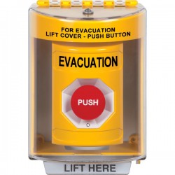 SS2271EV-EN STI Yellow Indoor/Outdoor Surface Turn-to-Reset Stopper Station with EVACUATION Label English