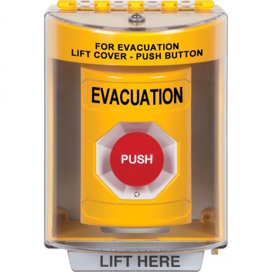 SS2271EV-EN STI Yellow Indoor/Outdoor Surface Turn-to-Reset Stopper Station with EVACUATION Label English