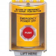 SS2271PO-EN STI Yellow Indoor/Outdoor Surface Turn-to-Reset Stopper Station with EMERGENCY POWER OFF Label English