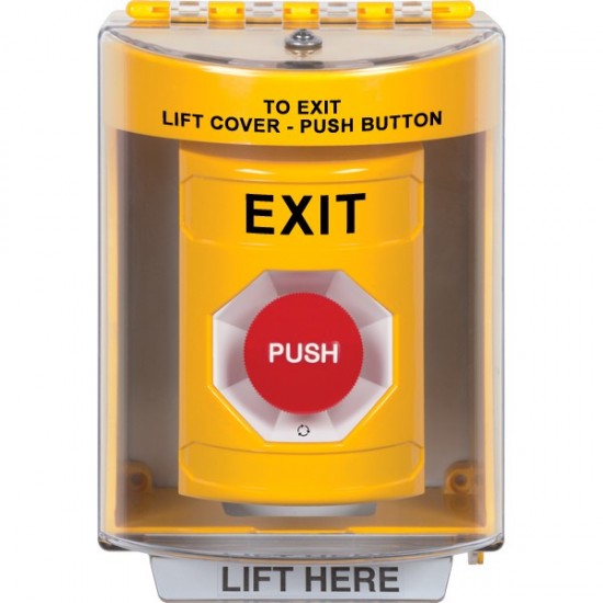SS2271XT-EN STI Yellow Indoor/Outdoor Surface Turn-to-Reset Stopper Station with EXIT Label English