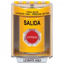 SS2271XT-ES STI Yellow Indoor/Outdoor Surface Turn-to-Reset Stopper Station with EXIT Label Spanish