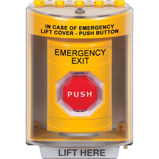 SS2272EX-EN STI Yellow Indoor/Outdoor Surface Key-to-Reset (Illuminated) Stopper Station with EMERGENCY EXIT Label English