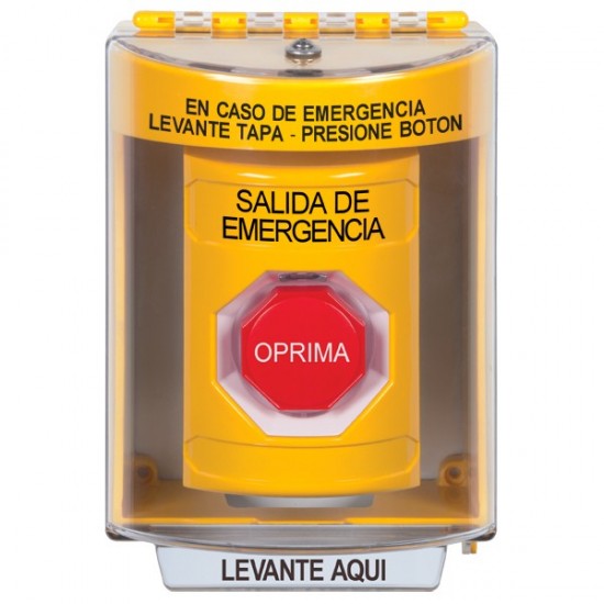 SS2272EX-ES STI Yellow Indoor/Outdoor Surface Key-to-Reset (Illuminated) Stopper Station with EMERGENCY EXIT Label Spanish