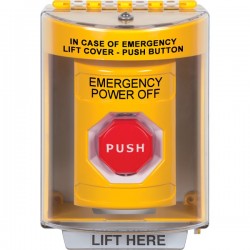 SS2272PO-EN STI Yellow Indoor/Outdoor Surface Key-to-Reset (Illuminated) Stopper Station with EMERGENCY POWER OFF Label English