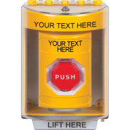 SS2272ZA-EN STI Yellow Indoor/Outdoor Surface Key-to-Reset Stopper Station w/ Custom Text Label