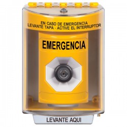 SS2273EM-ES STI Yellow Indoor/Outdoor Surface Key-to-Activate Stopper Station with EMERGENCY Label Spanish