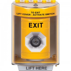 SS2273XT-EN STI Yellow Indoor/Outdoor Surface Key-to-Activate Stopper Station with EXIT Label English