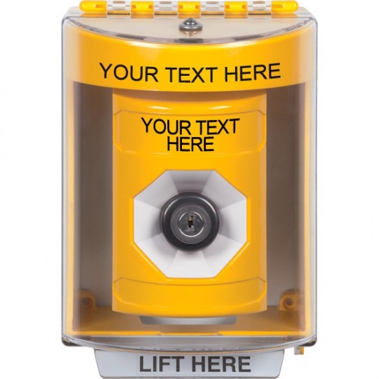 SS2273ZA-EN STI Yellow Indoor/Outdoor Surface Key-to-Activate Stopper Station with Non-Returnable Custom Text Label English