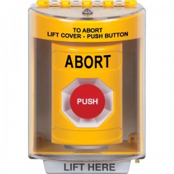 SS2274AB-EN STI Yellow Indoor/Outdoor Surface Momentary Stopper Station with ABORT Label English
