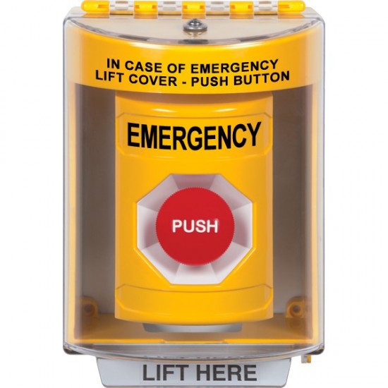 SS2274EM-EN STI Yellow Indoor/Outdoor Surface Momentary Stopper Station with EMERGENCY Label English SS2274EM-EN STI Yellow Indoor/Outdoor Surface Momentary Stopper Station with EMERGENCY Label English