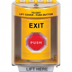 SS2275XT-EN STI Yellow Indoor/Outdoor Surface Momentary (Illuminated) Stopper Station with EXIT Label English