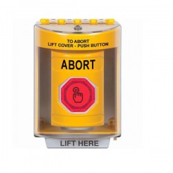 SS2276AB-EN STI Yellow Indoor/Outdoor Surface Momentary (Illuminated) with Red Lens Stopper Station with ABORT Label English