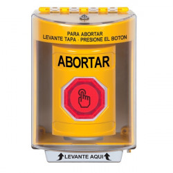 SS2276AB-ES STI Yellow Indoor/Outdoor Surface Momentary (Illuminated) with Red Lens Stopper Station with ABORT Label Spanish