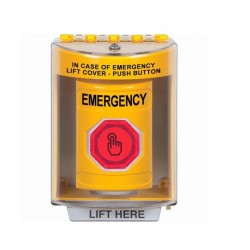 SS2276EM-EN STI Yellow Indoor/Outdoor Surface Momentary (Illuminated) Stopper Station w/ EMERGENCY Label