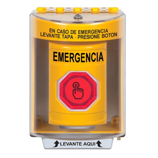 SS2276EM-ES STI Yellow Indoor/Outdoor Surface Momentary (Illuminated) Stopper Station w/ EMERGENCY Spanish