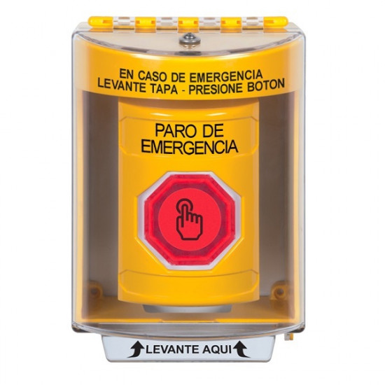 SS2276ES-ES STI Yellow Indoor/Outdoor Surface Momentary (Illuminated) Stopper Station w/ EMERGENCY STOP Spanish