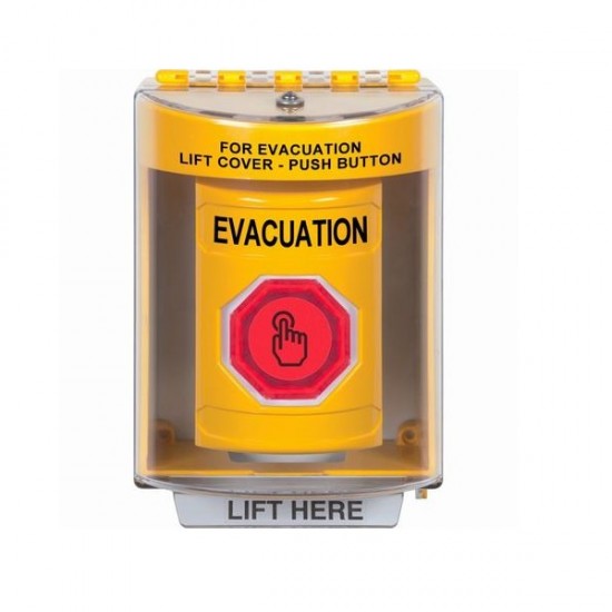 SS2276EV-EN STI Yellow Indoor/Outdoor Surface Momentary (Illuminated) Stopper Station w/ EVACUATION Label