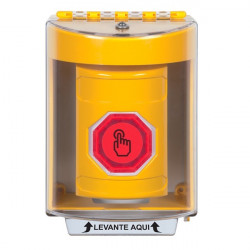 SS2276NT-ES STI Yellow Indoor/Outdoor Surface Momentary (Illuminated) with Red Lens Stopper Station with No Text Label Spanish