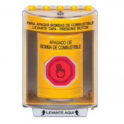 SS2276PS-ES STI Yellow Indoor/Outdoor Surface Momentary (Illuminated) Stopper Station w/ FUEL PUMP SHUT DOWN Spanish