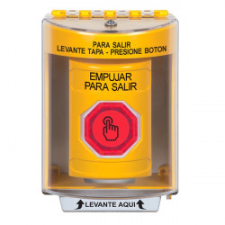 SS2276PX-ES STI Yellow Indoor/Outdoor Surface Momentary (Illuminated) Stopper Station w/ PUSH TO EXIT Spanish