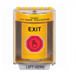 SS2276XT-EN STI Yellow Indoor/Outdoor Surface Momentary (Illuminated) with Red Lens Stopper Station with EXIT Label English