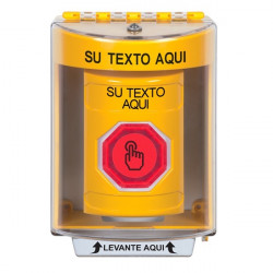 SS2276ZA-ES STI Yellow Indoor/Outdoor Surface Momentary (Illuminated) Stopper Station w/ Custom Text Spanish