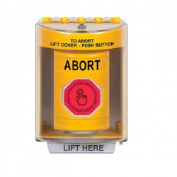 SS2277AB-EN STI Yellow Indoor/Outdoor Surface Weather Resistant Momentary Stopper Station w/ ABORT Label